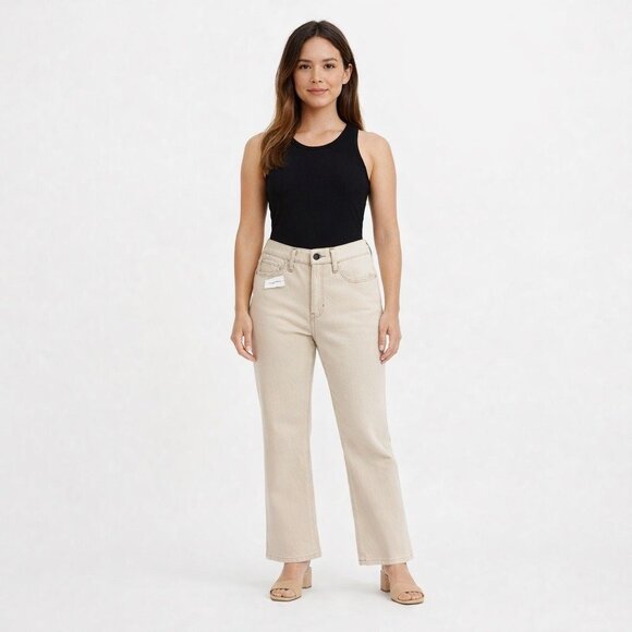 Banana Republic Pants - Banana Republic Premium Denim Womens Beige Straight-Leg Jeans Size 28 short